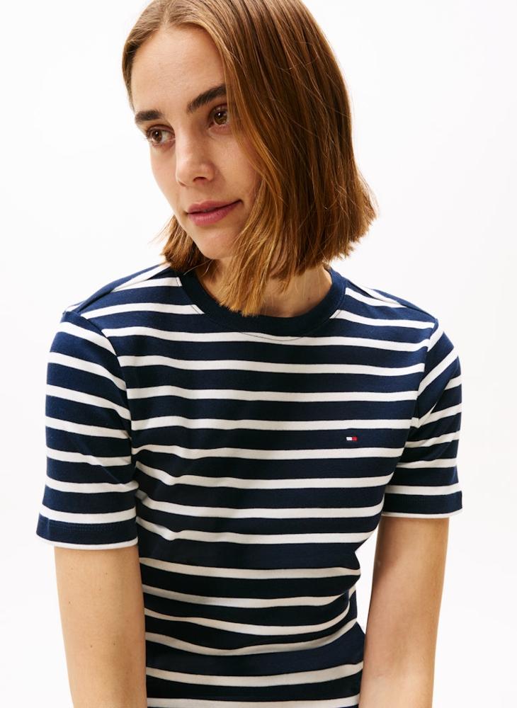 تومي هيلفيغر تيشيرت سليم كودي بياقة على شكل حرف - Image 1